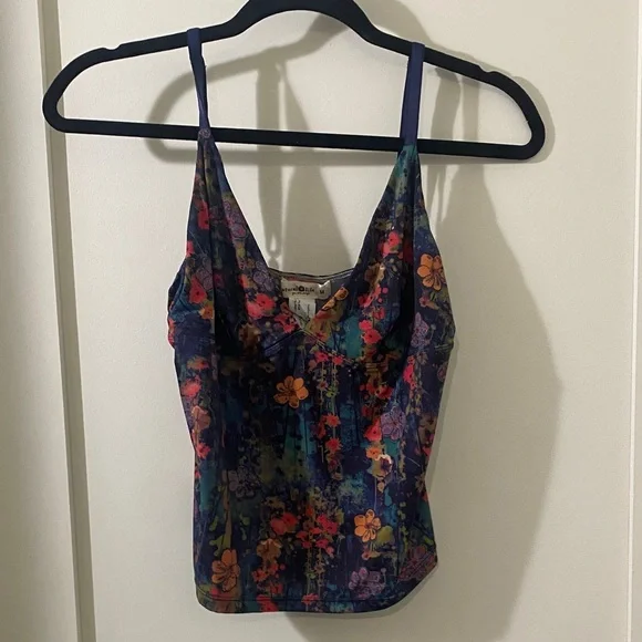 NATURAL LIFE Navy Multicolor Floral Spaghetti Strap Camisole NWOT - Picture 2 of 5